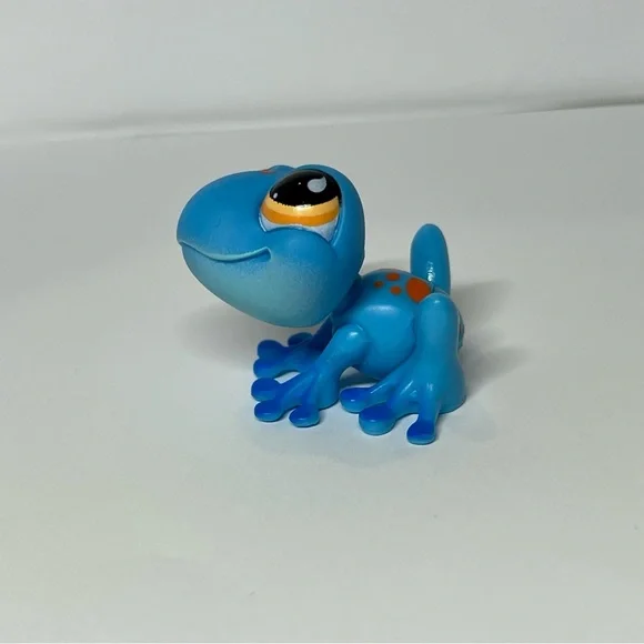 Authentic Littlest Pet Shop LPS Hasbro #806 Blue Spotted Frog Trampoline Orange - Picture 8 of 11